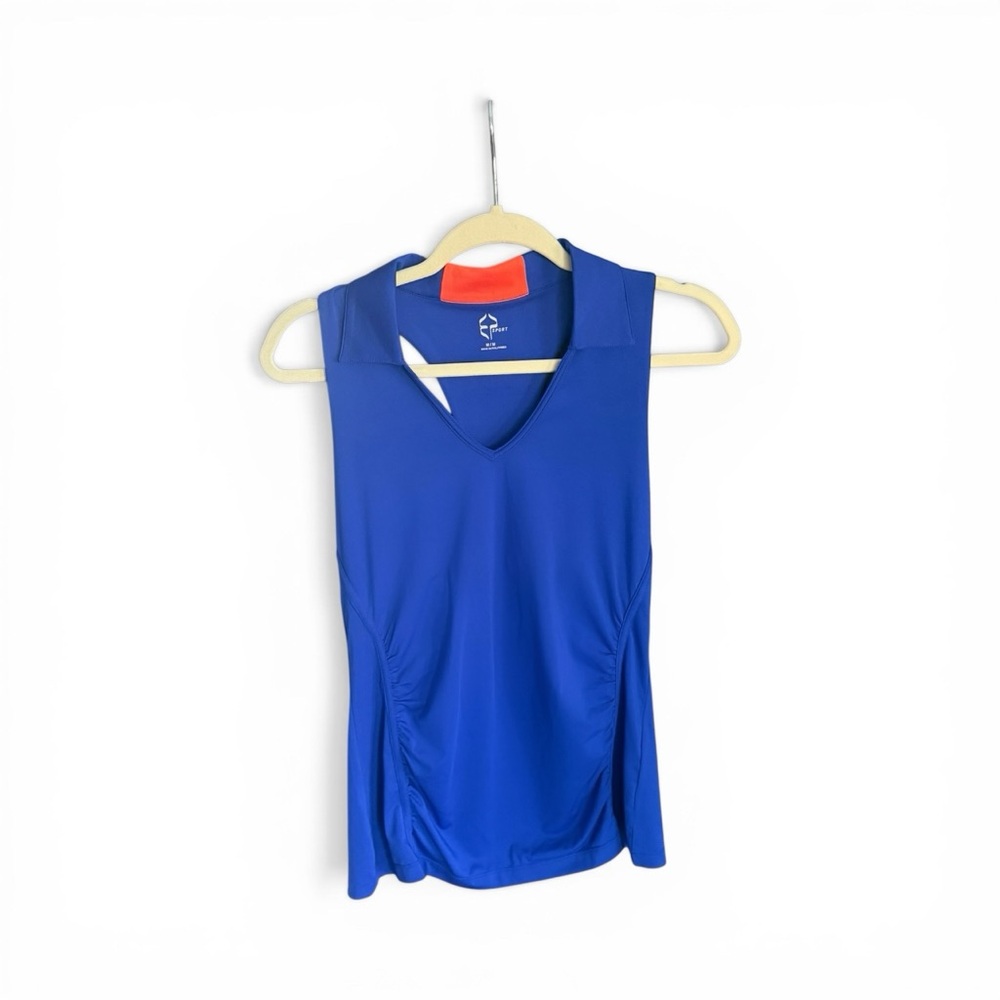 EP Sport Sleeveless V-Neck Athletic Polo Top in Royal Blue Size M